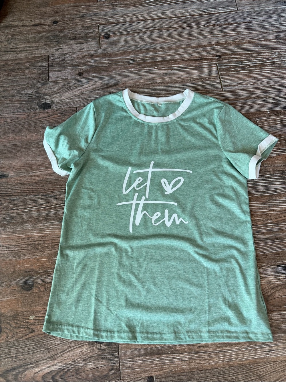 Let Them Script Ringer Tee - Sage Green - Picture 2 of 4